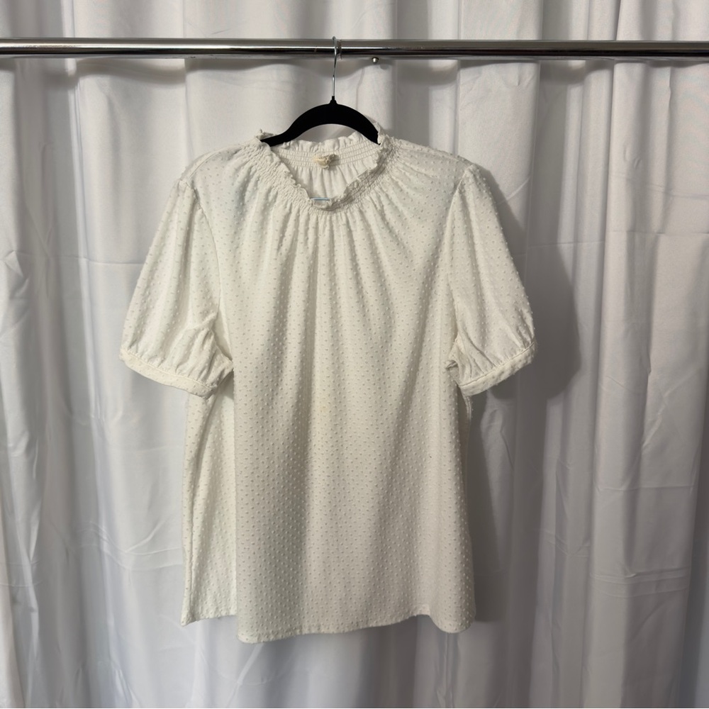 Blu Pepper Textured White Blouse